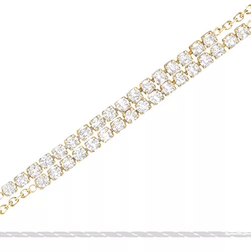 BRA P/OR DOUBLE RIVIERE OXYDES BLANCS CHAINE REGLABLE