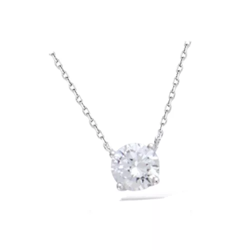COLLIER AG/RD SOLITAIRE OXYDE BLANC 6MM