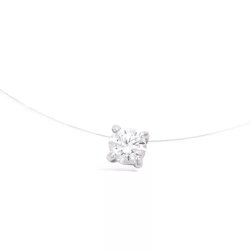 COLLIER AG/RD EN FIL NYLON SOLITAIRE OXYDE BLANC 5MM