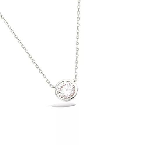 COLLIER AG/RD SOLITAIRE SERTI CLOS CZ DIAM 7MM