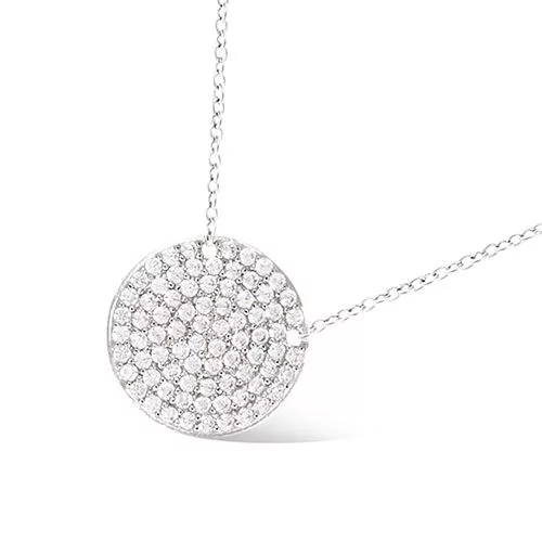 COLLIER AG/RD PASTILLE PAVEE  OXYDES BLANCS
