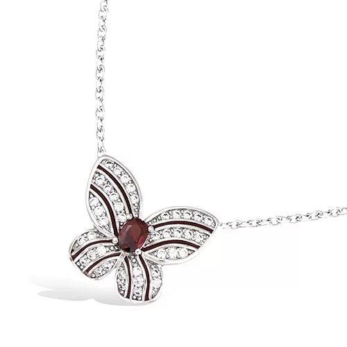 COLL AG/RD PAPILLON EMAIL ROUGE+ OXYDE GRENAT