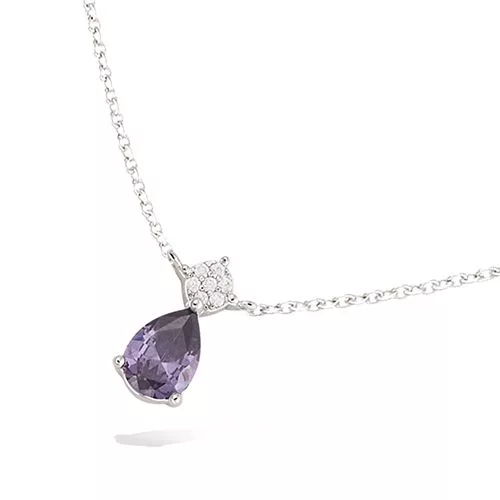 COLLIER AG/RD FORME GOUTTE OXYDE AMETHYSTE +CZ