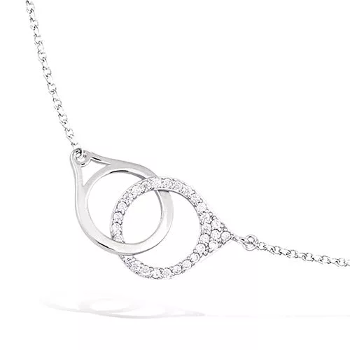 COLLIER AG/RD CERCLES ENTRELACES OXYDES BLANCS