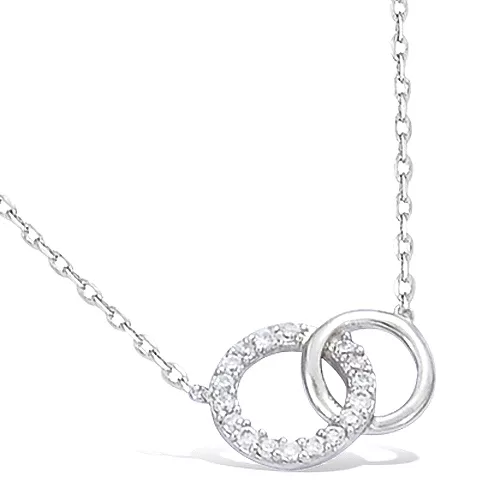 COLLIER AG/RD DOUBLE CERCLE ENTREMELE OXYDES BLANCS