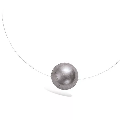 COLLIER FIL NYLON PERLE SYNTH GRISE 10 MM