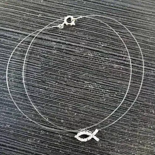 COLLIER AG/RD FIL NYLON FORME POISSON OXYDES BLANCS