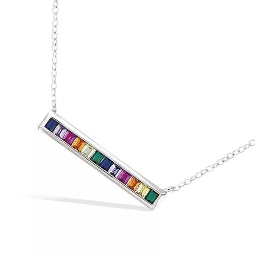 COLLIER AG/RD BARRETTE HORIZONTALE ARC EN CIEL