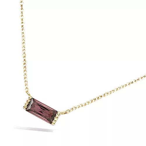 COLLIER P/OR FORME RECTANGLE SMOKY ROSE
