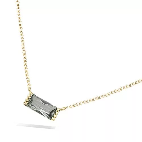 COLLIER P/OR FORME RECTANGLE SMOKY VERT