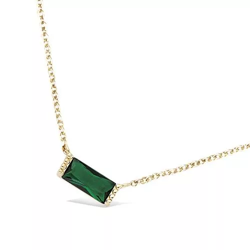 COLLIER P/OR FORME RECTANGLE VERT EMERAUDE