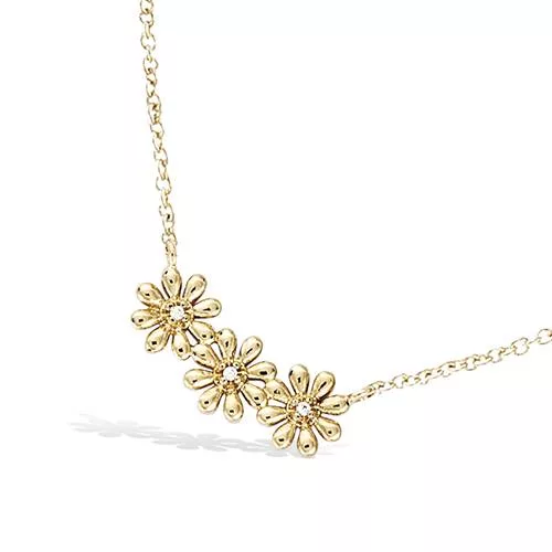 COLLIER P/OR TRIO FLEURS