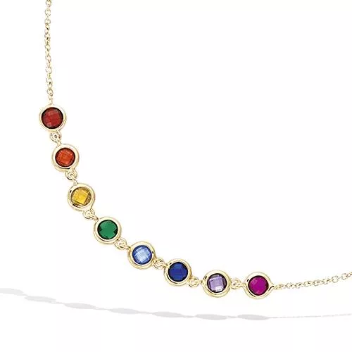 COLLIER P/OR PIERRES COULEURS ARC EN CIEL SERTI CLOS