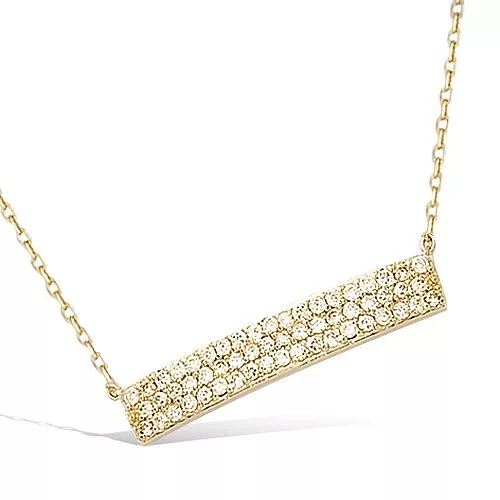 COLLIER P/OR FORME RECTANGLE PAVE OXYDES BLANCS