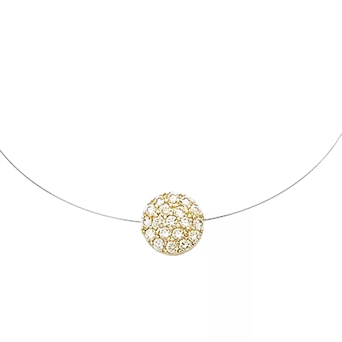 COLLIER P/OR PASTILLE OXYDES BLANCS SUR FIL NYLON