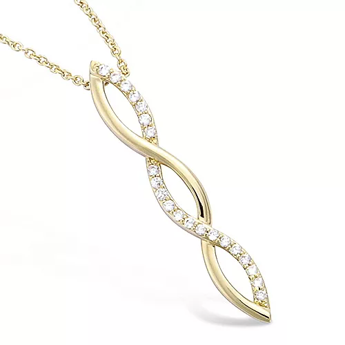 COLLIER P/OR PENDANT FORME TRESSE OXYDES BLANCS