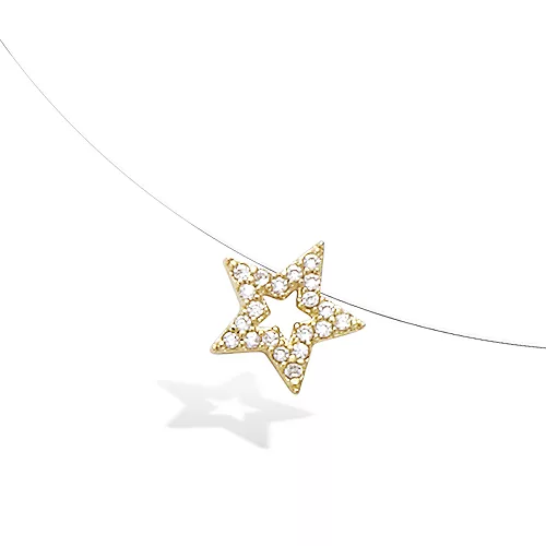 COLLIER P/OR FIL NYLON ETOILE EVIDEE OXYDES BLANCS