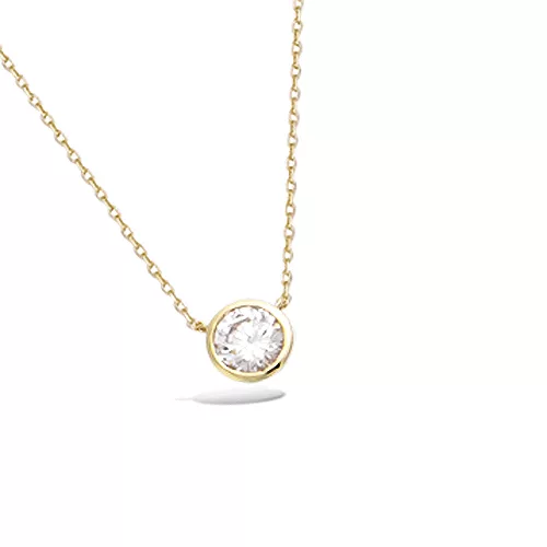 COLLIER P/OR SOLITAIRE SERTI CLOS CZ DIAM 7MM