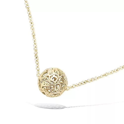 COLLIER P/OR BOULE AJOUREE LISSE