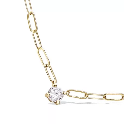 COLLIER P/OR MAILLE CHEVAL AVEC OXYDE BLANC L38 CM