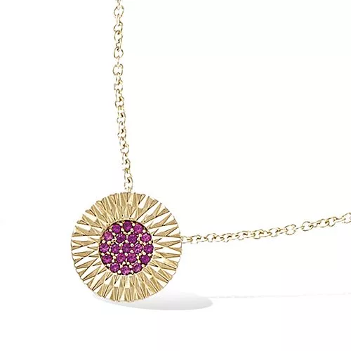COLLIER P/OR FORME ROND FUSCHIA SYNTH