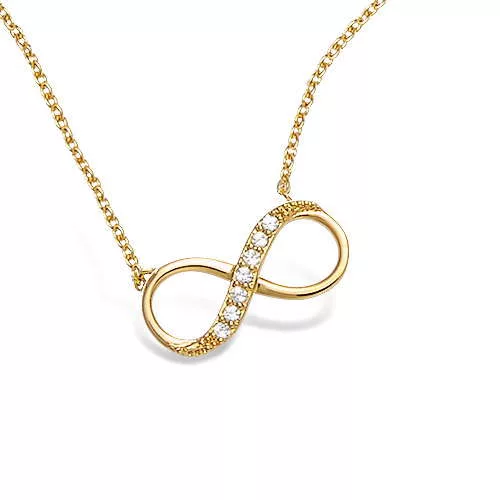 COLLIER P/OR SYMBOLE INFINI OXYDES BLANCS