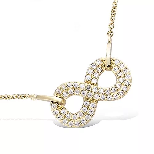 COLLIER P/OR SYMBOLE INFINI OXYDES BLANCS