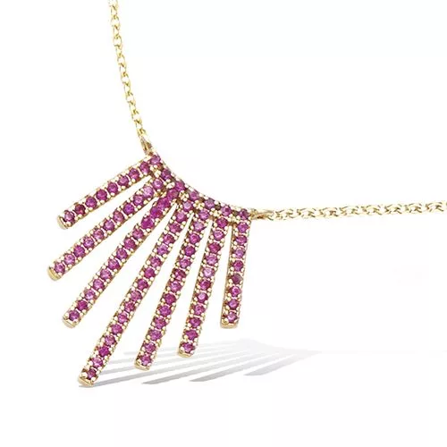 COLLIER P/OR FORME EVENTAIL COULEUR FUSCHIA