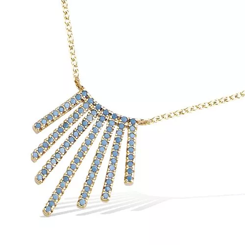 COLLIER P/OR FORME EVENTAIL COULEUR TURQUOISE SYNTHETIQUE