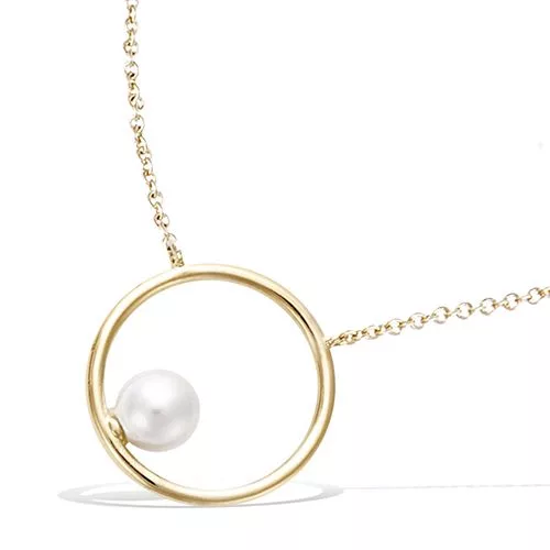 COLLIER P/OR CERCLE AVEC PERLE SYNTH BLANCHE