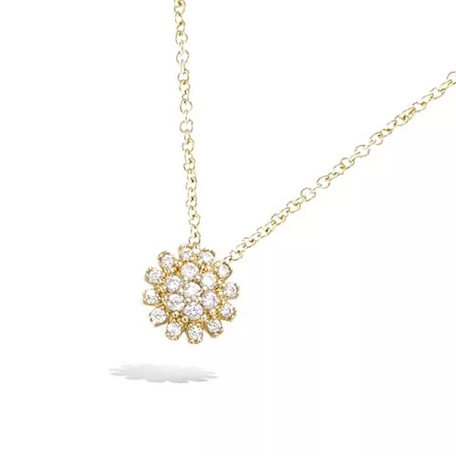 COLLIER P/OR FORME RONDE MOTIF FLEUR OXYDES BLANCS