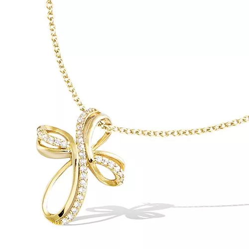 COLLIER P/OR CROIX OXYDES BLANCS