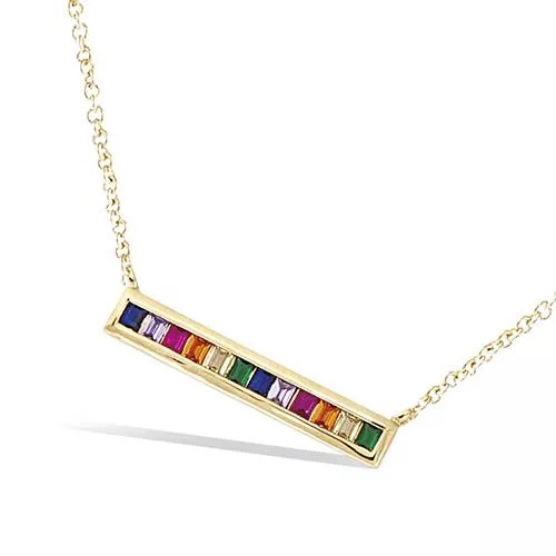 COLLIER P/OR BARRETTE HORIZONTALE ARC EN CIEL