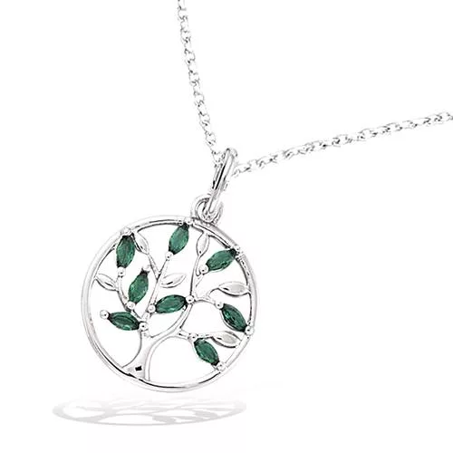 PND AG/RD CERCLE +ARBRE DE VIE VERT EMERAUDE
