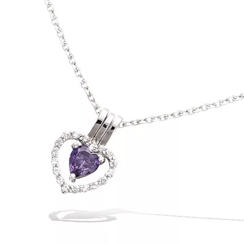 PND AG/RD FORME COEUR OXYDE AMETHYSTE + CZ 3 EN 1