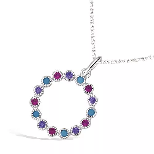 PND AG/RD CERCLE TURQUOISE SYNTH + FUSCHIA SYNTH + OXYDES AMETHYSTE