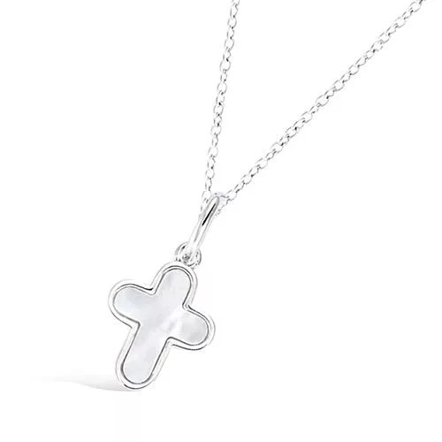 PND AG/RD CROIX NACRE BLANCHE