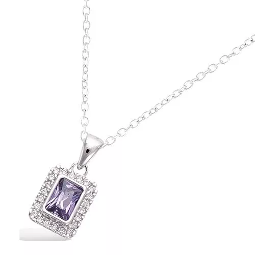 PND AG/RD FORME RECTANGLE OXYDE AMETHYSTE ENTOURAGE OXYDES BLANCS