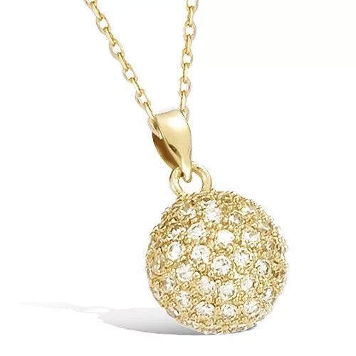 PND P/OR DEMI BOULE PAVEE AVEC OXYDES BLANCS