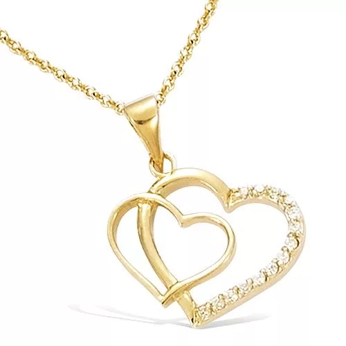 PND P/OR DOUBLE COEUR DEMI PAVE CZ