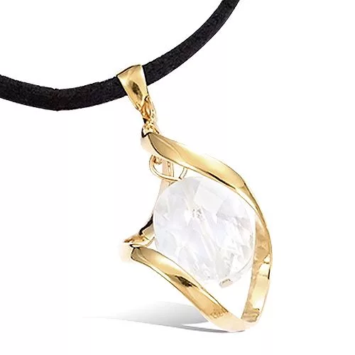PND P/OR CAGE SPIRALE OXYDE BLANC FACETTE PENDANT