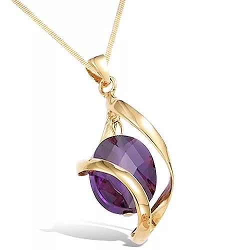 PND P/OR CAGE SPIRALE OXYDE AMETHYSTE FACETTE PENDANT