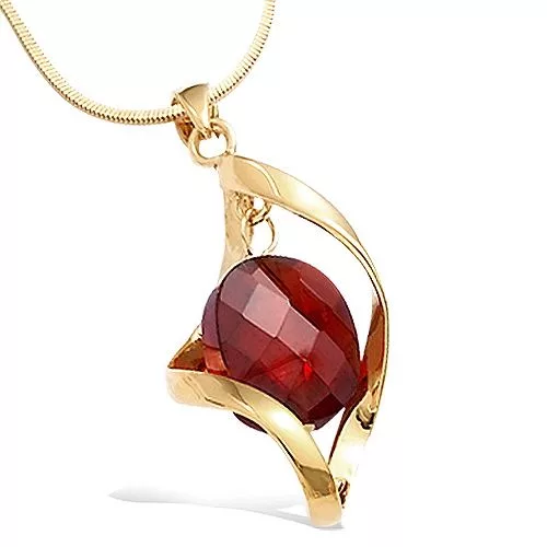 PND P/OR CAGE SPIRALE OXYDE GRENAT FACETTE PENDANT