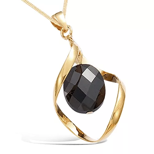 PND P/OR CAGE SPIRALE OXYDE NOIR FACETTE PENDANT