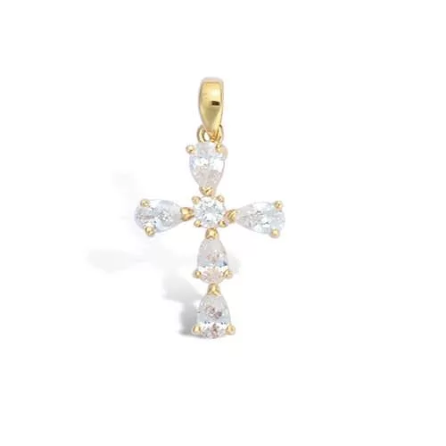 PND P/OR CROIX OXYDES BLANCS FORME GOUTTE