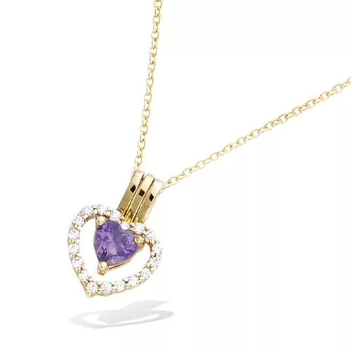 PND P/OR FORME COEUR OXYDE AMETHYSTE + CZ 3 EN 1