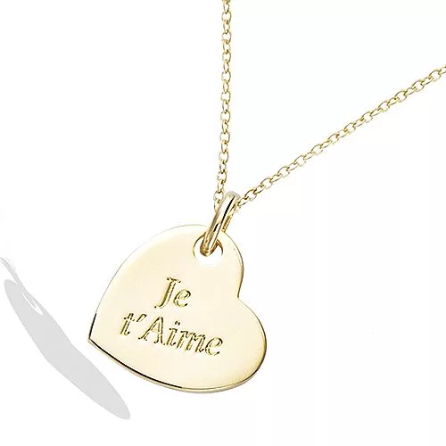 PND P/OR FORME COEUR INSCRIPTION GRAVURE JE T AIME