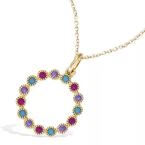 PND P/OR CERCLE TURQUOISE SYNTH + FUSCHIA SYNTH + OXYDES AMETHYSTE