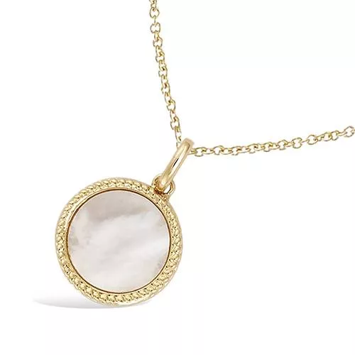 PND P/OR FORME RONDE NACRE VERITABLE BLANCHE