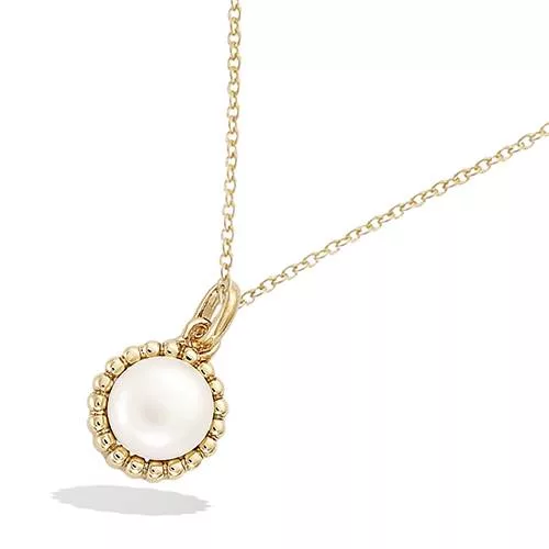 PND P/OR RONDE PERLE D EAU DOUCE VERITABLE BLANCHE ENTOURAGE BOULES